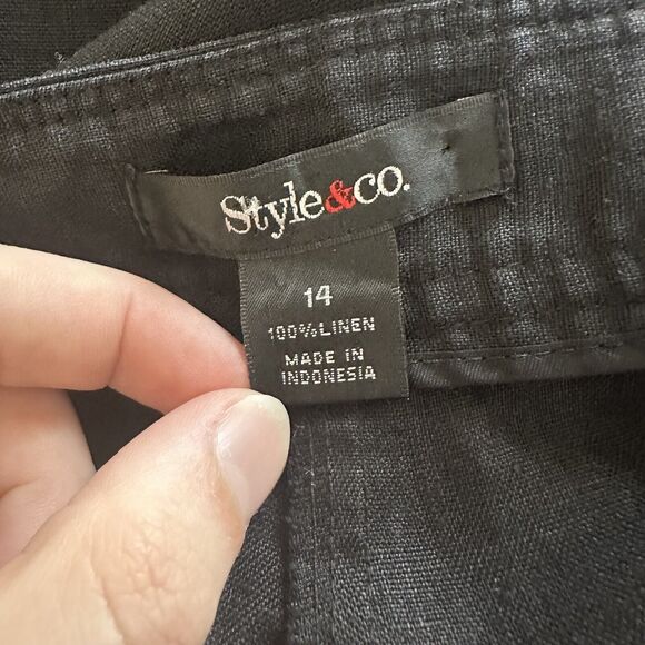 Style & Co Women’s Relaxed Straight Leg Linen Pants Black Size 14 - Picture 4 of 4
